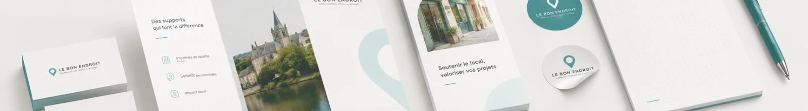 Supports imprimés Le Bon Endroit à Bressuire : cartes de visite, flyers, brochures, stickers et papeterie personnalisés