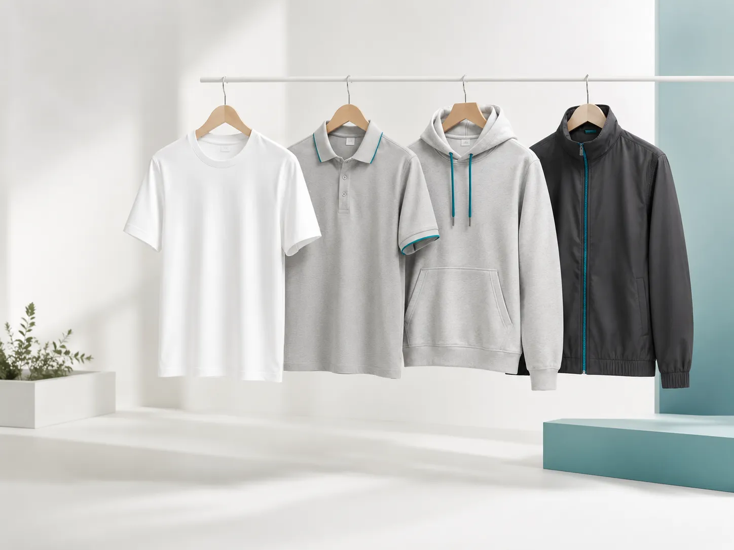 Sélection de textiles personnalisables comprenant t-shirts, polos, sweats et vestes