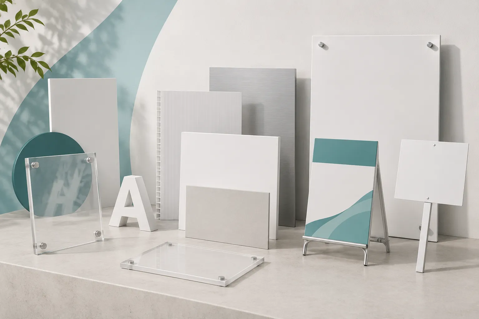 Supports rigides personnalisés avec plaques alu dibond, akylux, PVC Forex, plexiglass et lettre 3D